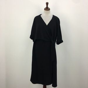 NWT Avenue Black Wrap Midi Dress